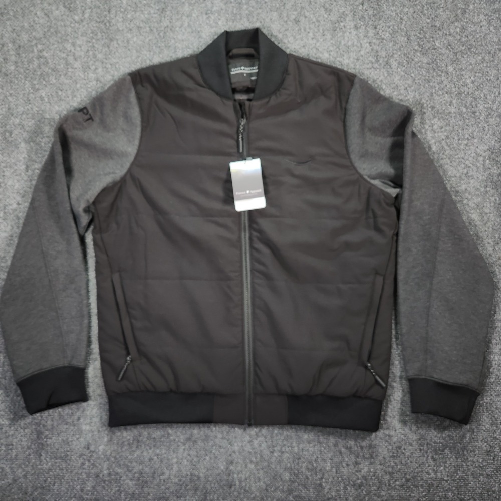 Amazon GPT Fossa Apparel Jacket Mens Large Black Gray Full Zip Bomber Brooklyn
